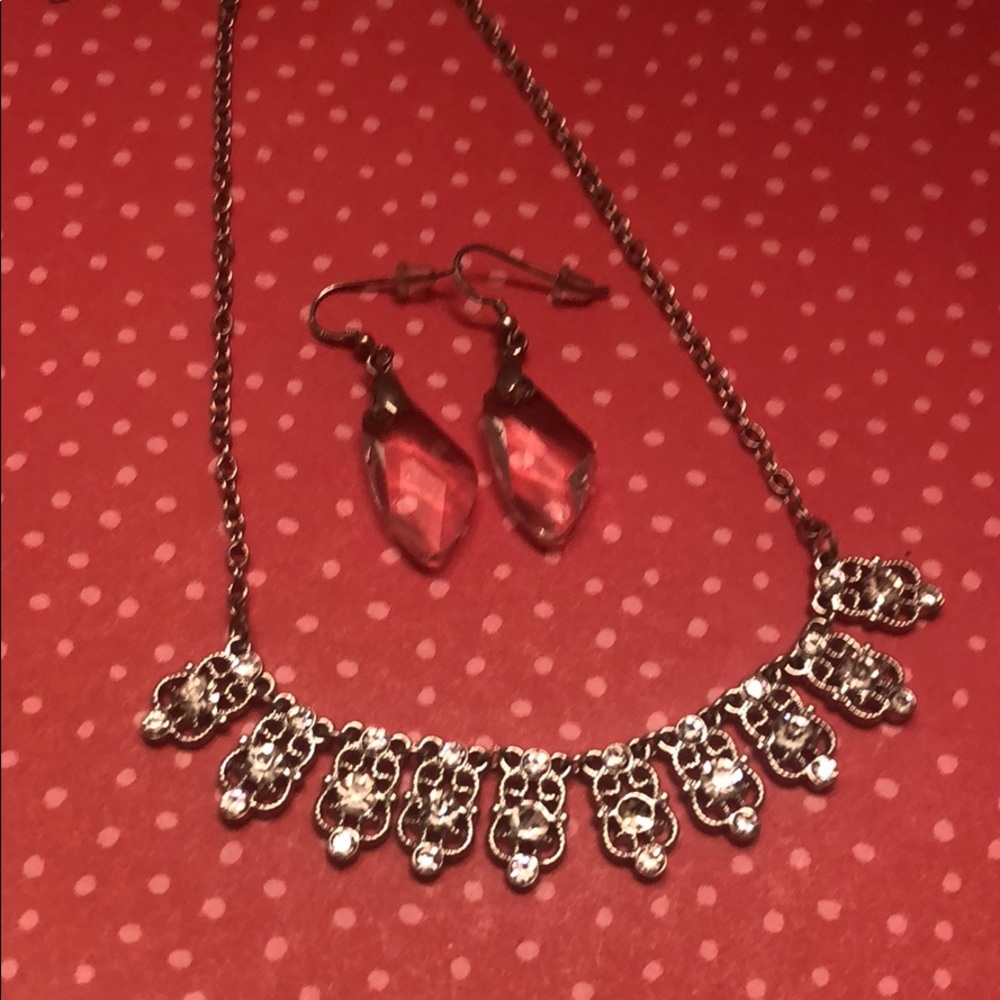 Crystal Necklace With Earrings